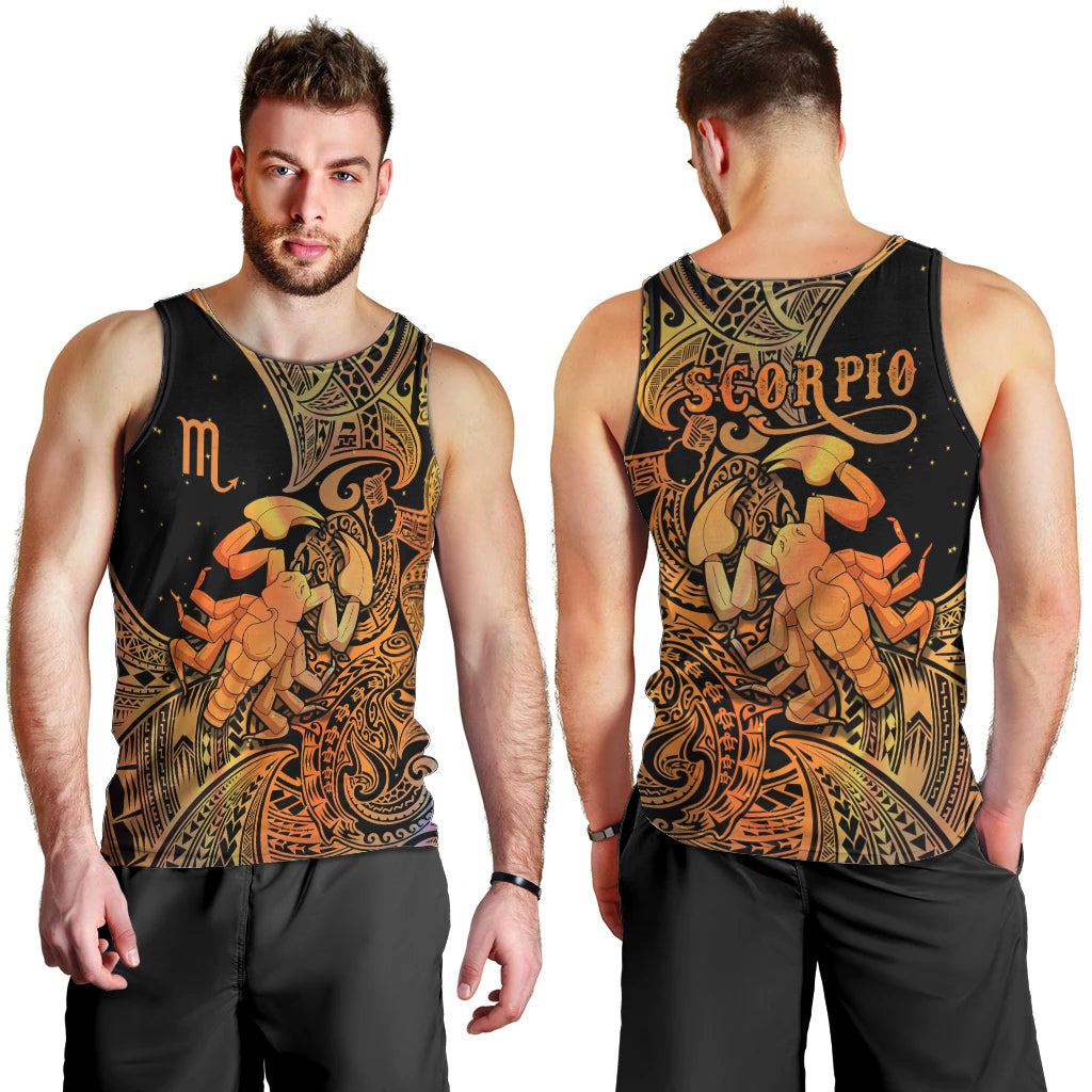 Zodiac Scorpio Men Tank Top Polynesian in Orange TS04 - Polynesian Pride