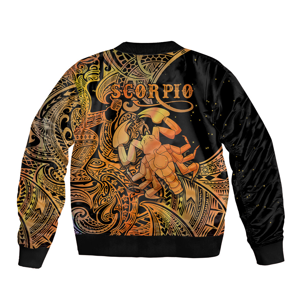 Zodiac Scorpio Sleeve Zip Bomber Jacket Polynesian in Orange TS04 - Polynesian Pride