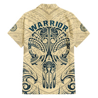 Polynesian Family Matching Off Shoulder Maxi Dress and Hawaiian Shirt Warrior Skull with Tribal Patterns Tattoo Design TS04 - Polynesian Pride