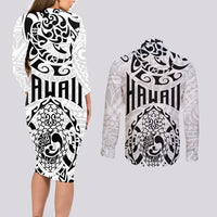 Hawaii Couples Matching Long Sleeve Bodycon Dress and Long Sleeve Button Shirts with Polynesian Turtle TS04 - Polynesian Pride