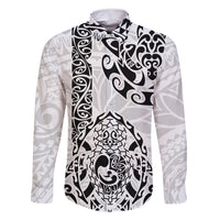 Hawaii Family Matching Mermaid Dress and Hawaiian Shirt with Polynesian Turtle TS04 Dad's Shirt - Long Sleeve Black/White - Polynesian Pride