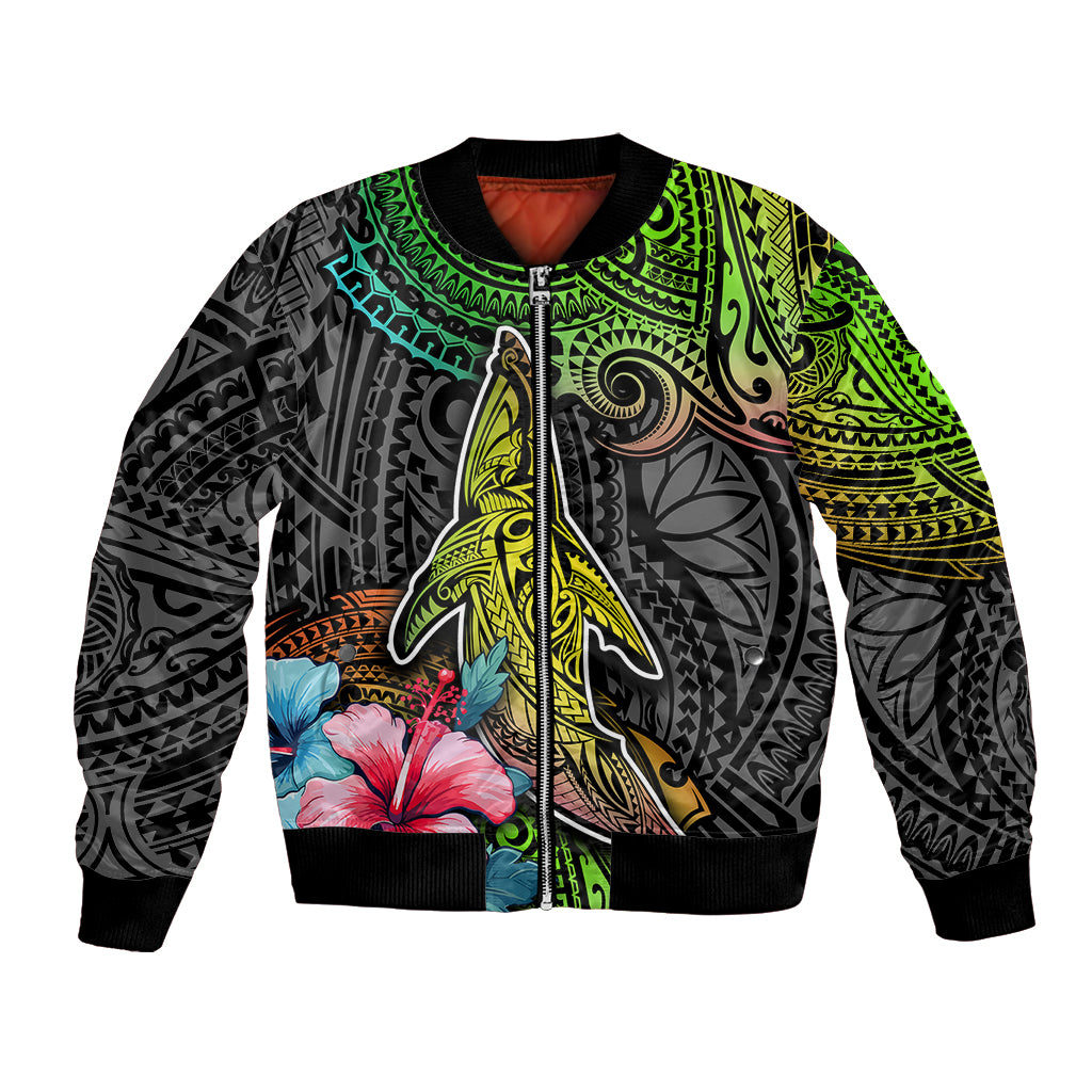 Polynesian Bomber Jacket Whales and Compass Gradient Pattern TS04 Unisex Gradient - Polynesian Pride