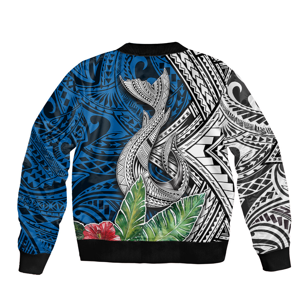 Polynesian Bomber Jacket Whale Pattern and Hibiscus Flowers TS04 - Polynesian Pride