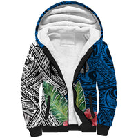 Polynesian Sherpa Hoodie Whale Pattern and Hibiscus Flowers TS04 Unisex Multicolor - Polynesian Pride