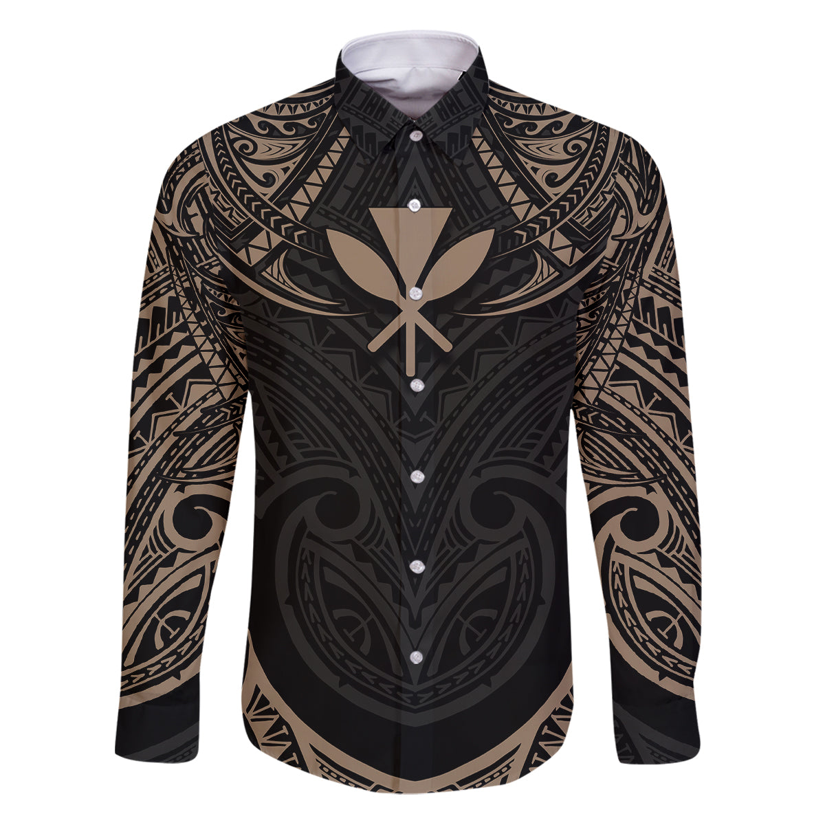 Polynesian Hawaii Tattoo Family Matching Puletasi Dress and Hawaiian Shirt TS04 Dad's Shirt - Long Sleeve Multicolor - Polynesian Pride