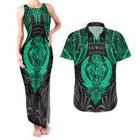 Polynesian Couples Matching Tank Maxi Dress and Hawaiian Shirt Abstract Tiki TS04 Black Yellow - Polynesian Pride