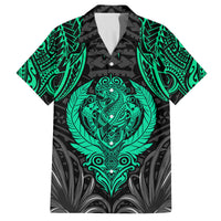 Polynesian Family Matching Long Sleeve Bodycon Dress and Hawaiian Shirt Abstract Tiki TS04 Dad's Shirt - Short Sleeve Black Yellow - Polynesian Pride