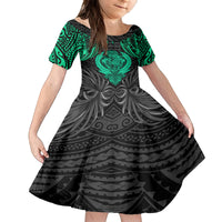 Polynesian Kid Short Sleeve Dress Abstract Tiki TS04 KID Black Yellow - Polynesian Pride