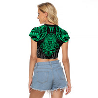 Polynesian Raglan Cropped T Shirt Abstract Tiki TS04 - Polynesian Pride