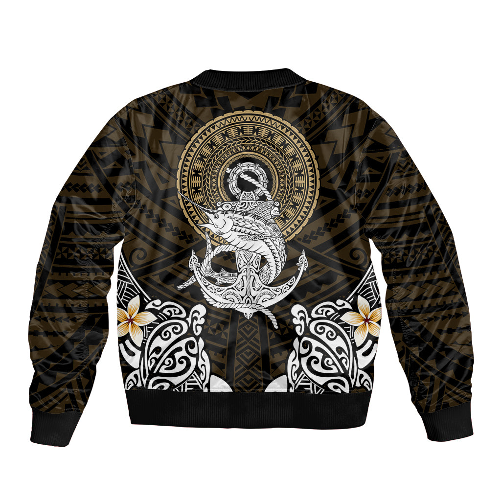 Polynesian Swordfish Bomber Jacket with Anchor Pattern and Tribal Turtle TS04 Unisex Multicolor - Polynesian Pride