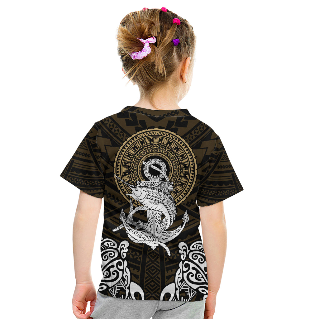 Polynesian Swordfish Kid T Shirt with Anchor Pattern and Tribal Turtle TS04 Multicolor - Polynesian Pride