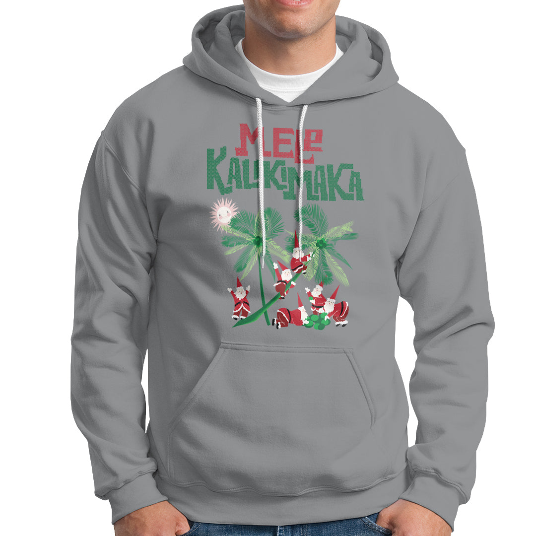 Mele Kalikimaka Santa Climb Palm Tree Hawaiian Christmas Hoodie TS09 Sport Gray - Polynesian Pride