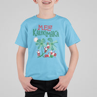 Mele Kalikimaka Santa Climb Palm Tree Hawaiian Christmas T Shirt For Kid TS09 Sky - Polynesian Pride