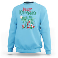 Mele Kalikimaka Santa Climb Palm Tree Hawaiian Christmas Sweatshirt TS09 Sky - Polynesian Pride