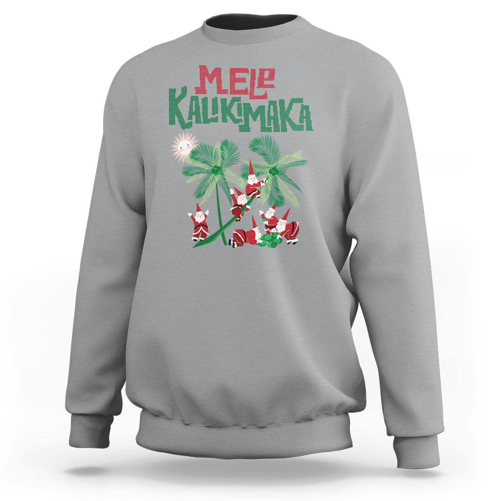 Mele Kalikimaka Santa Climb Palm Tree Hawaiian Christmas Sweatshirt TS09 Sport Gray - Polynesian Pride