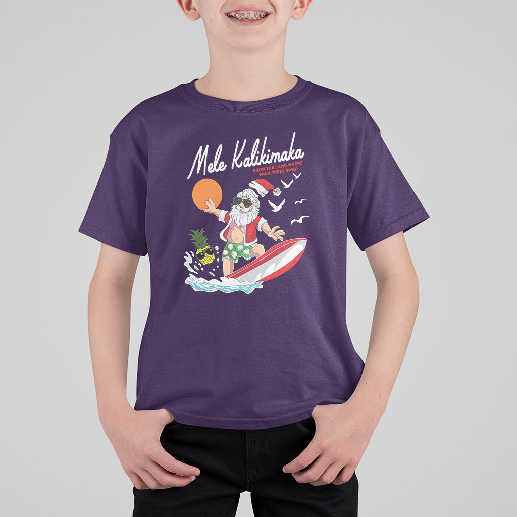 Mele Kalikimaka Surfing Santa Vintage Hawaiian Christmas T Shirt For Kid TS09 Purple - Polynesian Pride