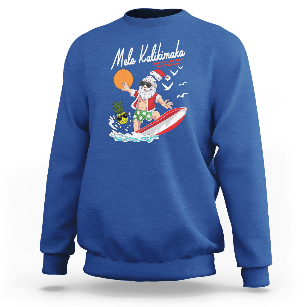 Mele Kalikimaka Surfing Santa Vintage Hawaiian Christmas Sweatshirt TS09 Royal Blue - Polynesian Pride