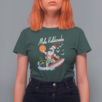 Mele Kalikimaka Surfing Santa Vintage Hawaiian Christmas T Shirt For Women TS09 Dark Forest Green - Polynesian Pride