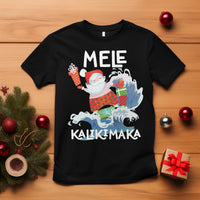 Mele Kalikimaka Surfing Cute Santa Hawaiian Christmas T Shirt TS09 Black - Polynesian Pride