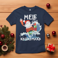 Mele Kalikimaka Surfing Cute Santa Hawaiian Christmas T Shirt TS09 Navy - Polynesian Pride