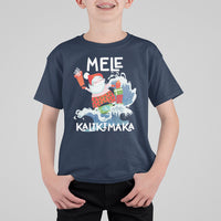 Mele Kalikimaka Surfing Cute Santa Hawaiian Christmas T Shirt For Kid TS09 Navy - Polynesian Pride