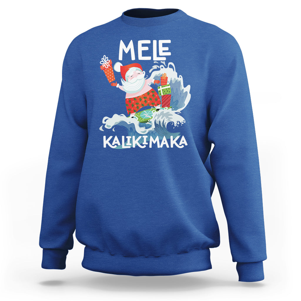 Mele Kalikimaka Surfing Cute Santa Hawaiian Christmas Sweatshirt TS09 Royal Blue - Polynesian Pride