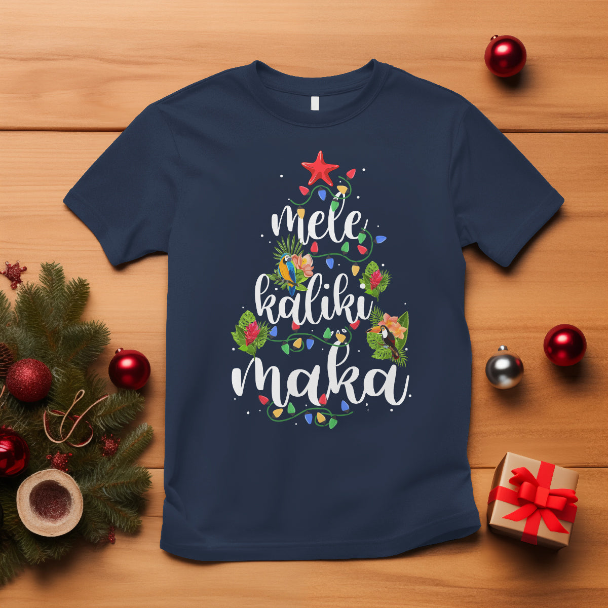 Mele Kalikimaka Hawaiian Christmas Tree T Shirt TS09 Navy - Polynesian Pride