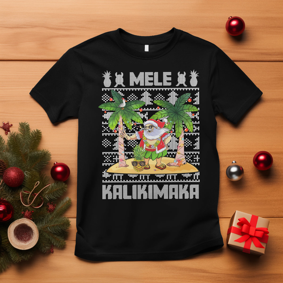 Mele Kalikimaka Santa Hawaiian Christmas Hula Dance T Shirt TS09 Black - Polynesian Pride
