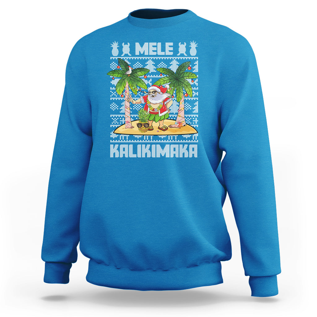 Mele Kalikimaka Santa Hawaiian Christmas Hula Dance Sweatshirt TS09 Sapphire - Polynesian Pride