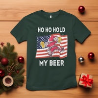 Christmas In Hawaii T Shirt Ho Ho Hold My Beer Drunk Santa USA Flag TS09 Dark Forest Green - Polynesian Pride