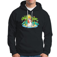Christmas In Hawaii Hoodie Hawaiian Snowman Xmas Palm Tree At The Beach TS09 Black - Polynesian Pride