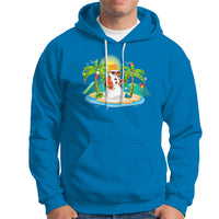Christmas In Hawaii Hoodie Hawaiian Snowman Xmas Palm Tree At The Beach TS09 Sapphire - Polynesian Pride
