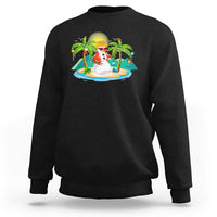 Christmas In Hawaii Sweatshirt Hawaiian Snowman Xmas Palm Tree At The Beach TS09 Black - Polynesian Pride