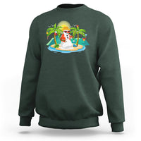 Christmas In Hawaii Sweatshirt Hawaiian Snowman Xmas Palm Tree At The Beach TS09 Dark Forest Green - Polynesian Pride