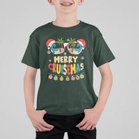 Merry Cruisemas Hawaiian Christmas Palm Tree Sunglass T Shirt For Kid TS09 Dark Forest Green - Polynesian Pride