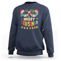 Merry Cruisemas Hawaiian Christmas Palm Tree Sunglass Sweatshirt TS09 Navy - Polynesian Pride