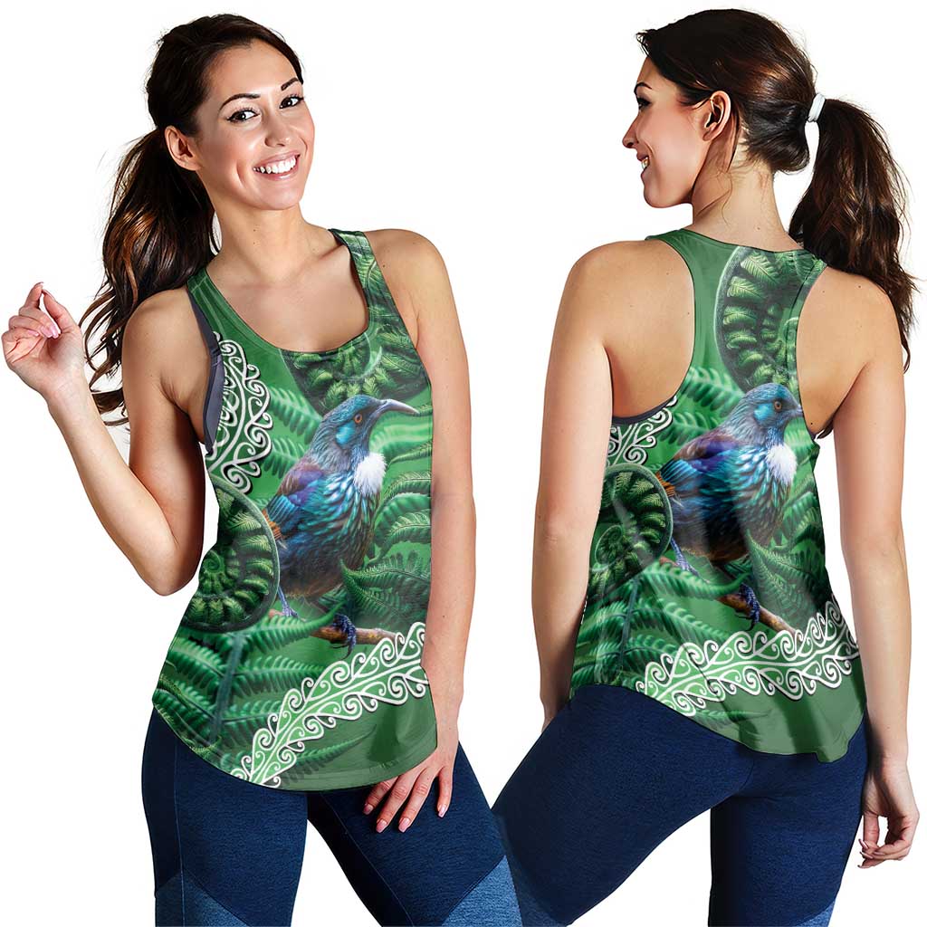 Tui Bird Koru Silver Fern Aotearoa Women Racerback Tank