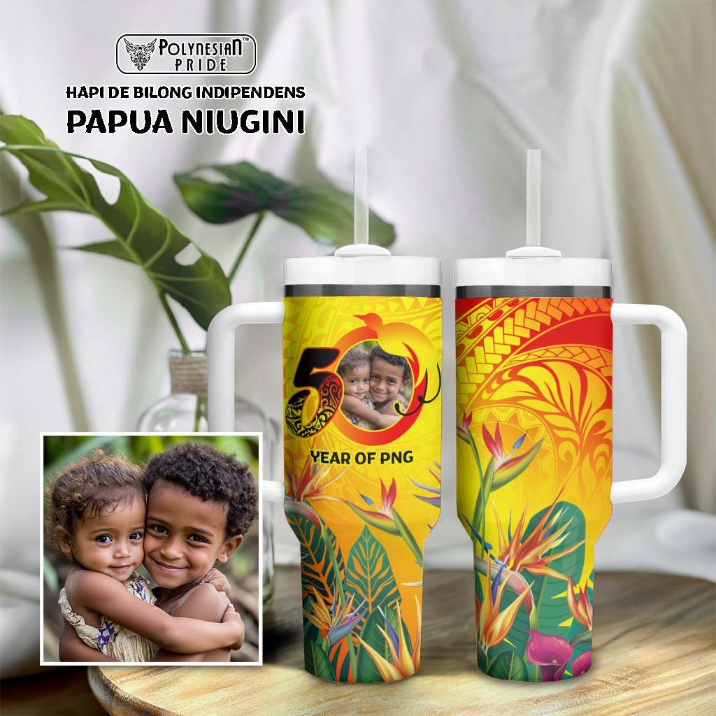 Custom Photo Papua New Guinea Hapi 50th Indipendens Tumbler With Handle Year of PNG 1975-2025 CTM09