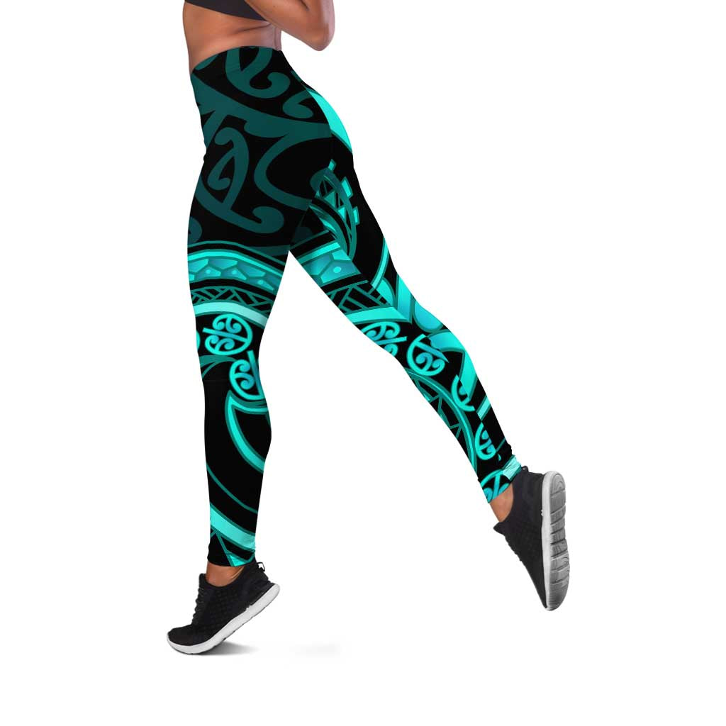 Turquoise New Zealand Mangopare Leggings Aotearoa Maori Koru Style LT14