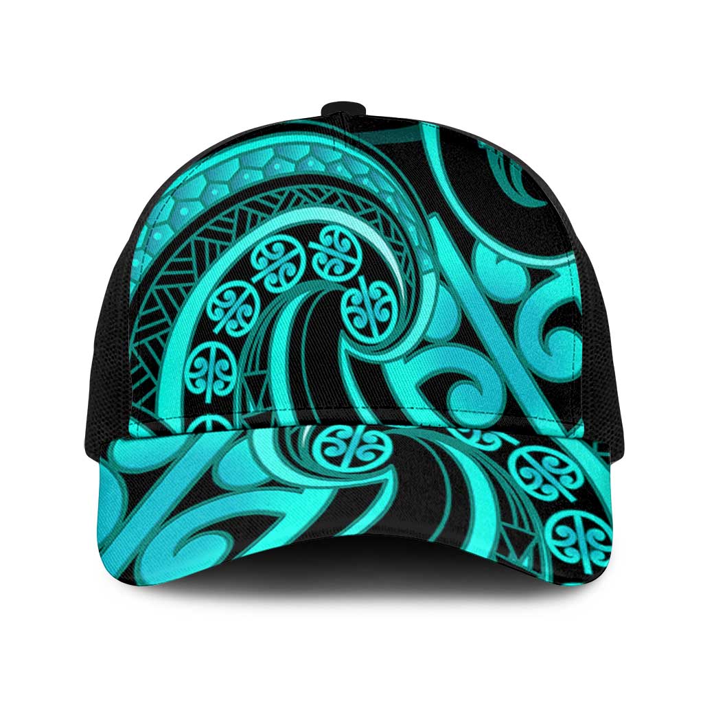 Turquoise New Zealand Mangopare Mesh Trucker Cap Aotearoa Maori Koru Style - Polynesian Pride
