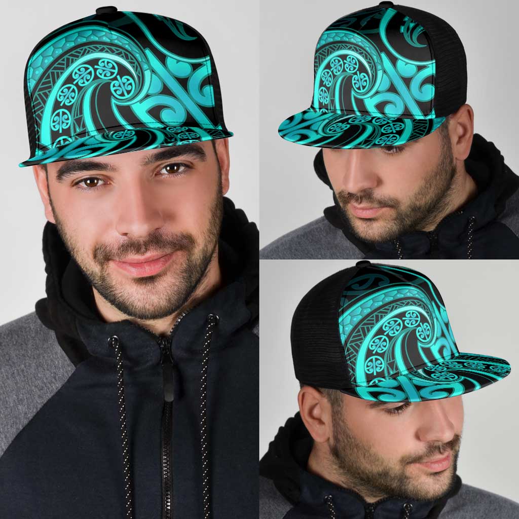 Turquoise New Zealand Mangopare Mesh Trucker Cap Aotearoa Maori Koru Style - Polynesian Pride