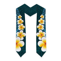 Turquosie Polynesia Graduation Stole Plumeria Tropical Leaves With Galaxy Polynesian Art LT14 - Polynesian Pride
