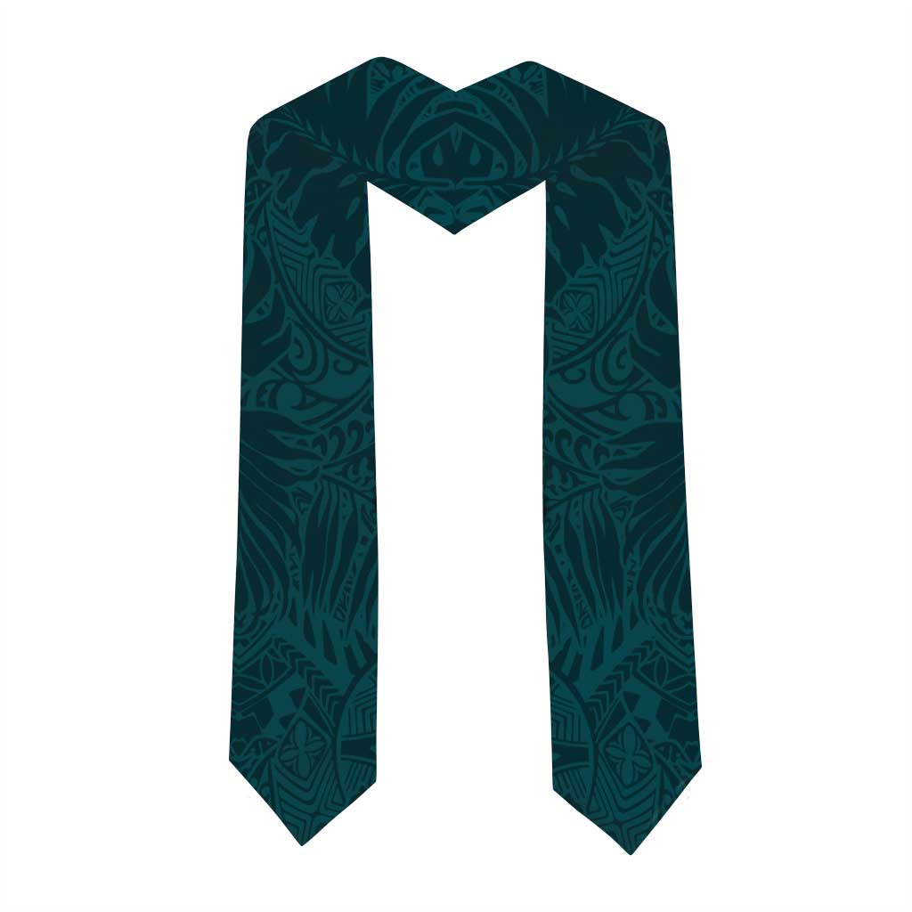 Turquosie Polynesia Graduation Stole Plumeria Tropical Leaves With Galaxy Polynesian Art LT14 - Polynesian Pride