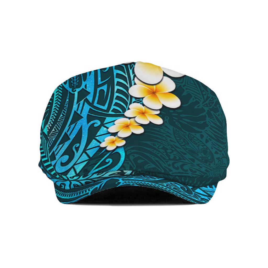 Turquosie Polynesia Jeff Hat Plumeria Tropical Leaves Galaxy Polynesian Art - Polynesian Pride