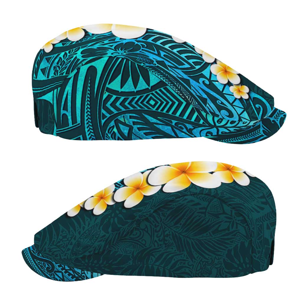 Turquosie Polynesia Jeff Hat Plumeria Tropical Leaves Galaxy Polynesian Art - Polynesian Pride