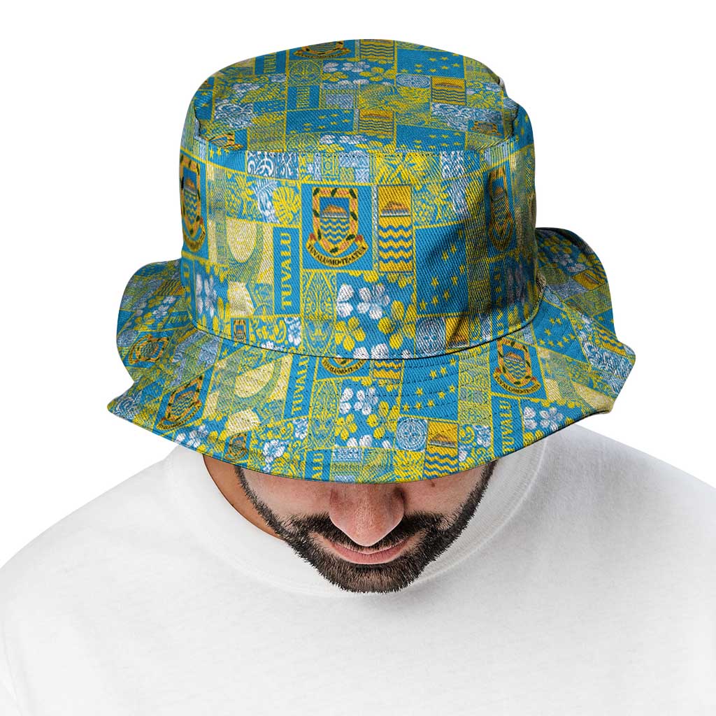 Tuvalu Manuia te Kilisimasi Bucket Hat Pacific Patchwork Xmas Vibes - Polynesian Pride