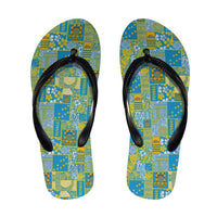Tuvalu Manuia te Kilisimasi Flip Flops Pacific Patchwork Xmas Vibes - Polynesian Pride