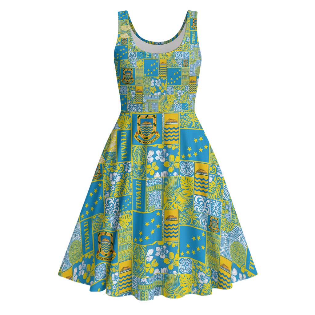 Tuvalu Manuia te Kilisimasi Midi Dress Pacific Patchwork Xmas Vibes - Polynesian Pride