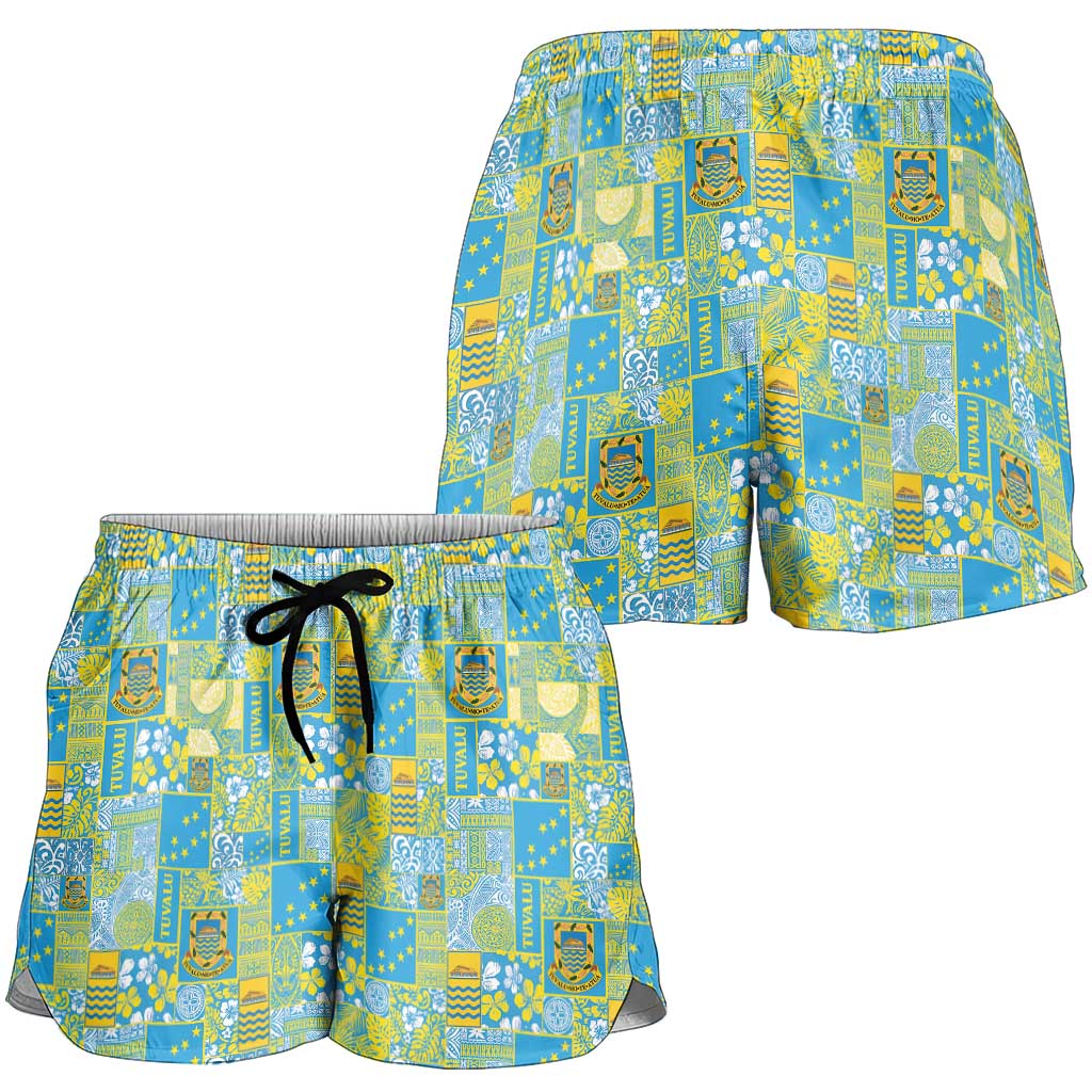 Tuvalu Manuia te Kilisimasi Shorts for Women Pacific Patchwork Xmas Vibes - Polynesian Pride