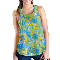Tuvalu Manuia te Kilisimasi Women Racerback Tank Pacific Patchwork Xmas Vibes - Polynesian Pride